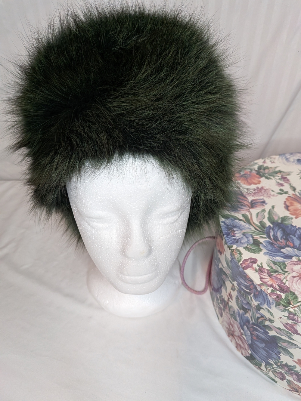 Plush Real Mink Fur Pom Hat in Dark Olive